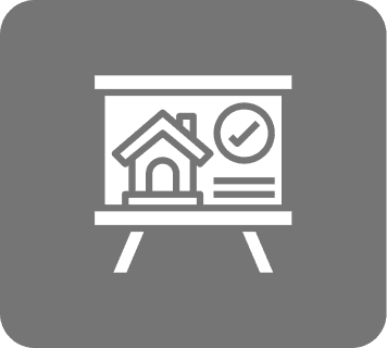 House presentation icon on gray background.